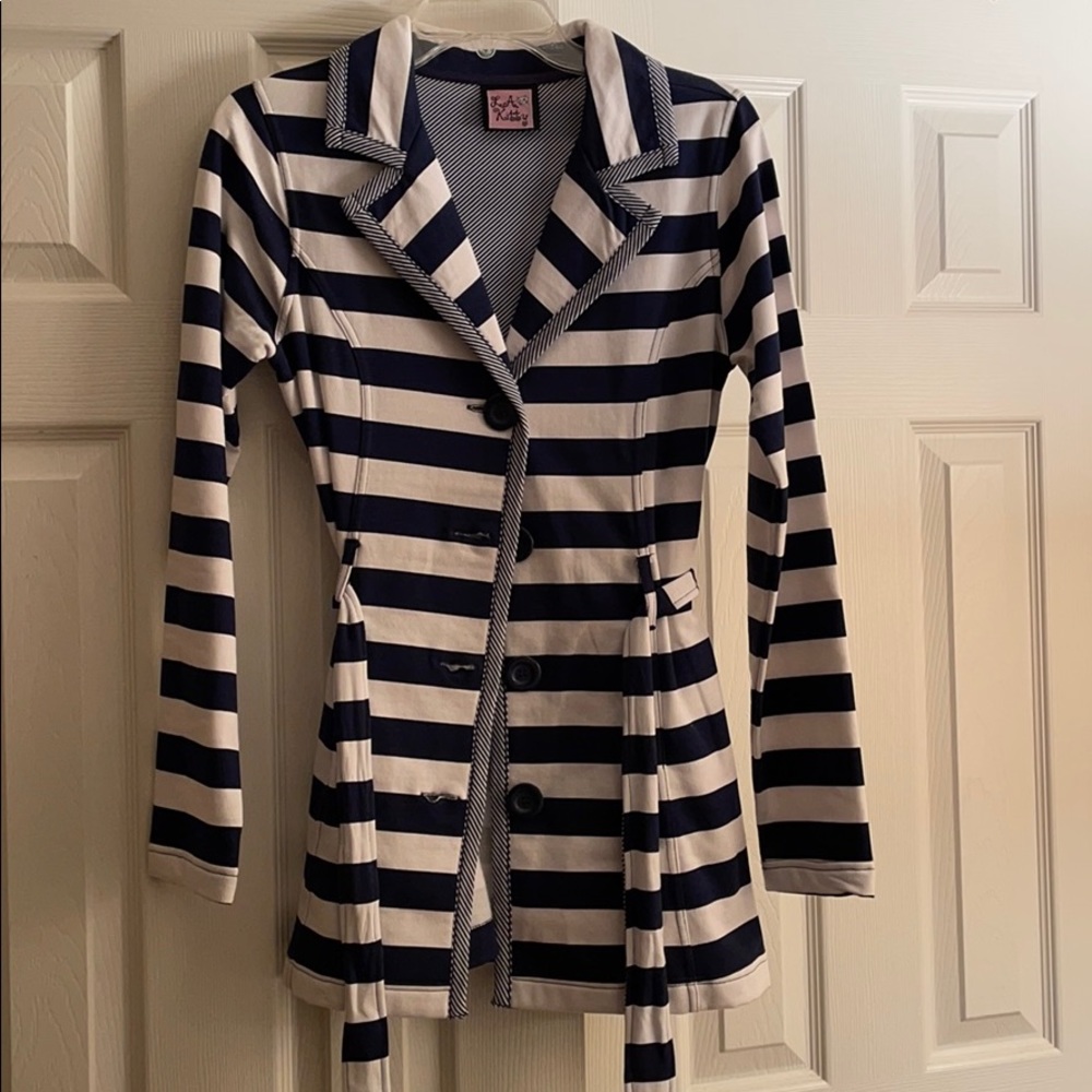 Jacket size small blue and white striped